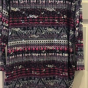 Bon Worth Black and Pink Graphic 3/4 Sleeve Blouse